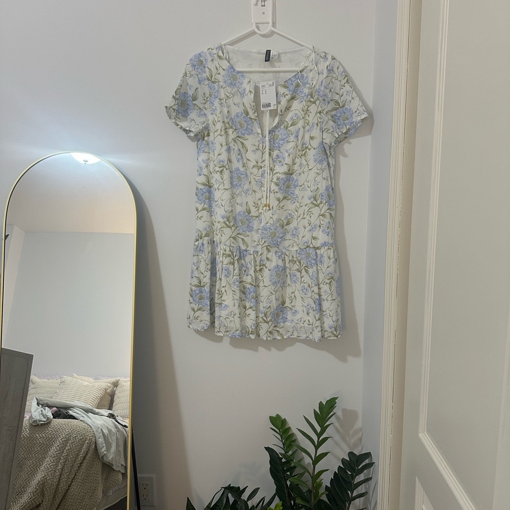 H&M Floral Mini Dress - Blue and White